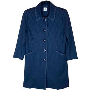CAbi Carriage Jacket Button Ponte Long Classic Navy Blue Dotted Style 5658